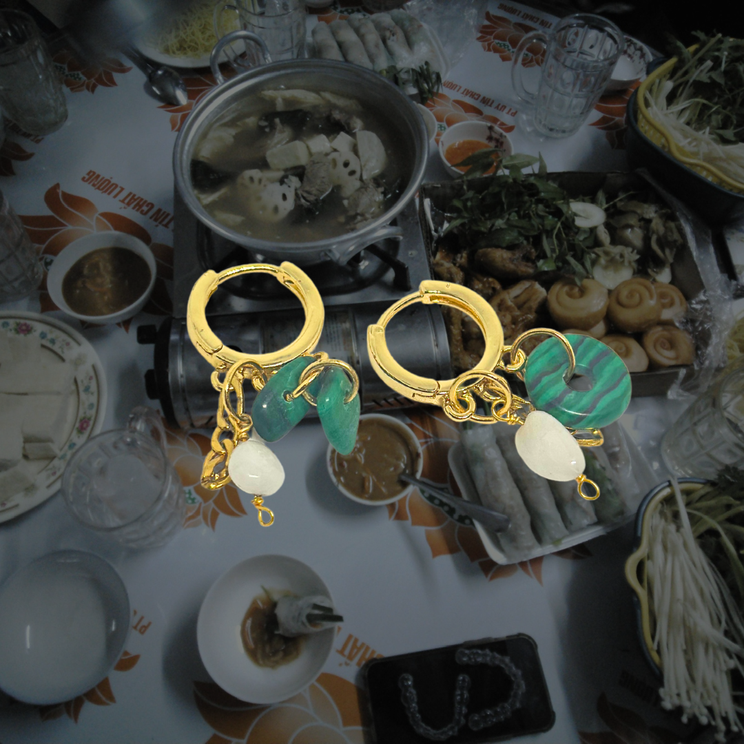 Lucky 3 Malachite Hoops