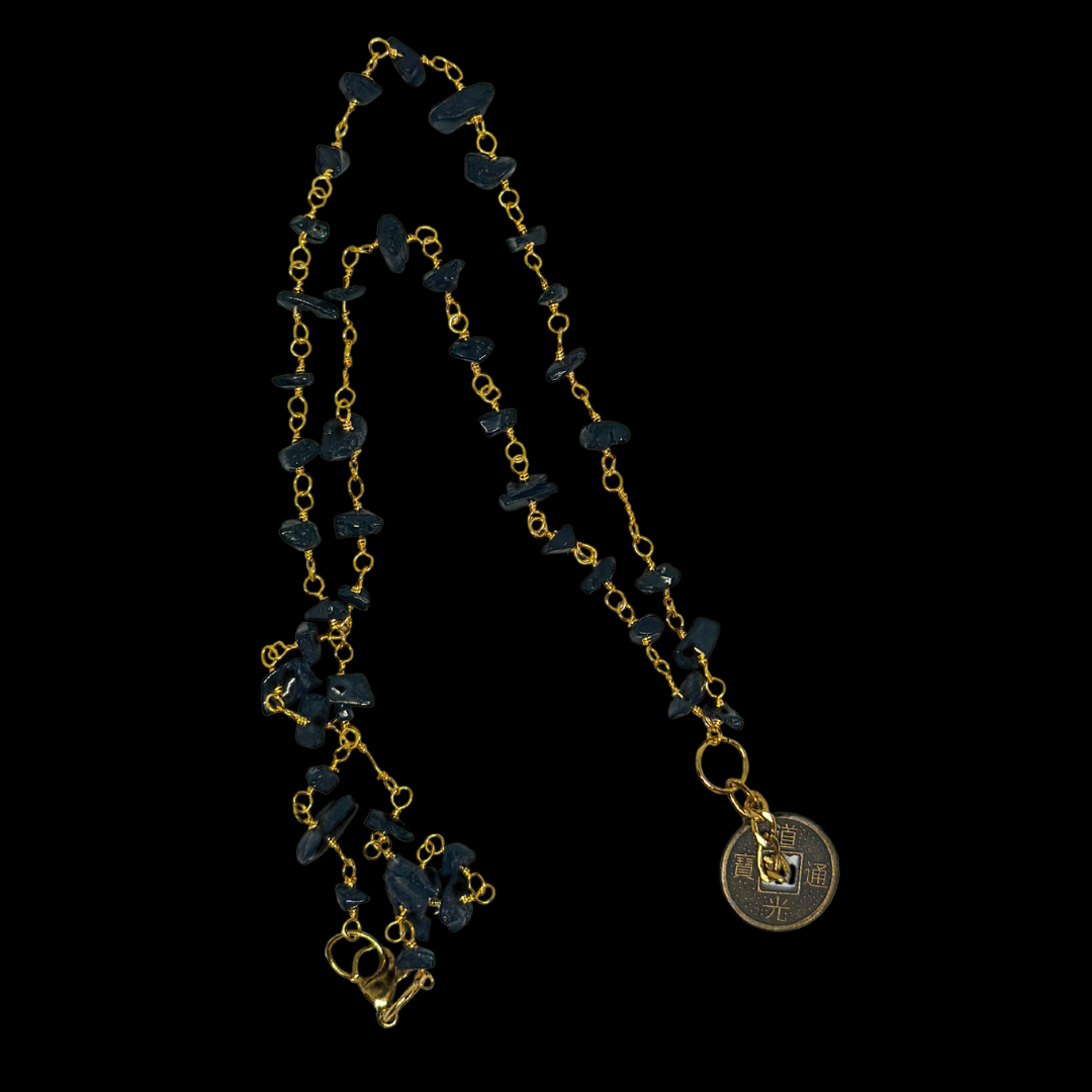Black Tourmaline Lucky Coin Rosary