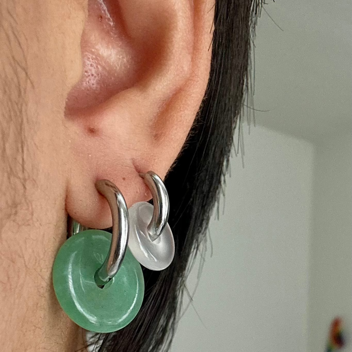 Silver Lucky Jade Earrings