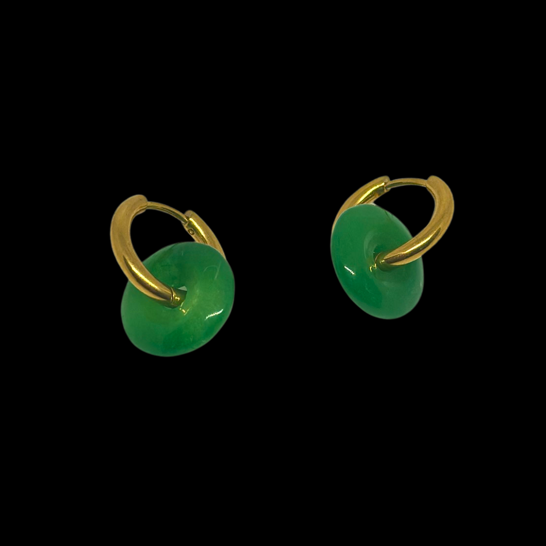 Gold Lucky Jade Earrings