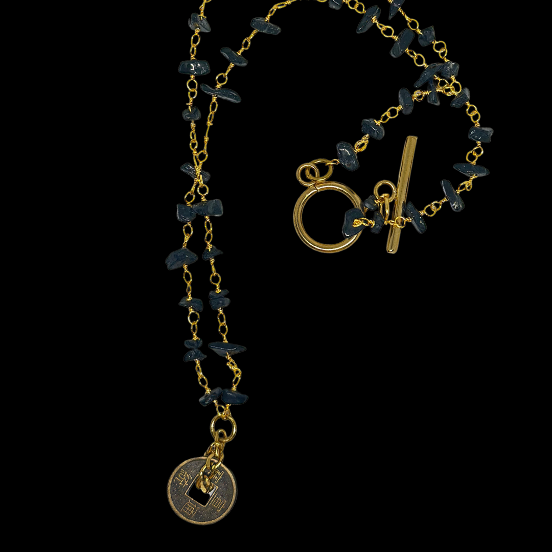 Black Tourmaline Lucky Coin Rosary