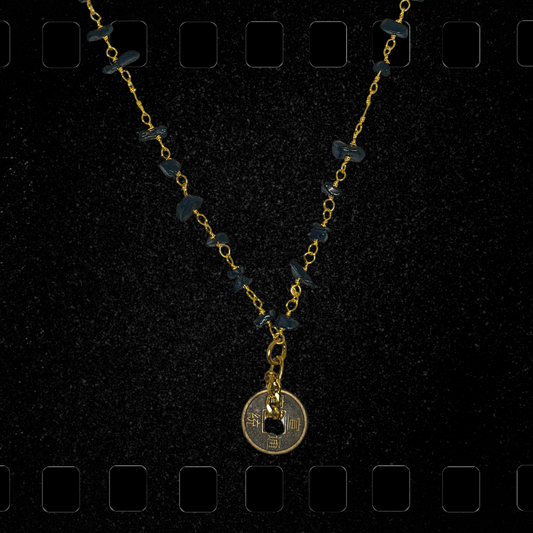 Black Tourmaline Lucky Coin Rosary
