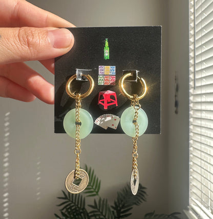 Jade Lucky Coin Earrings