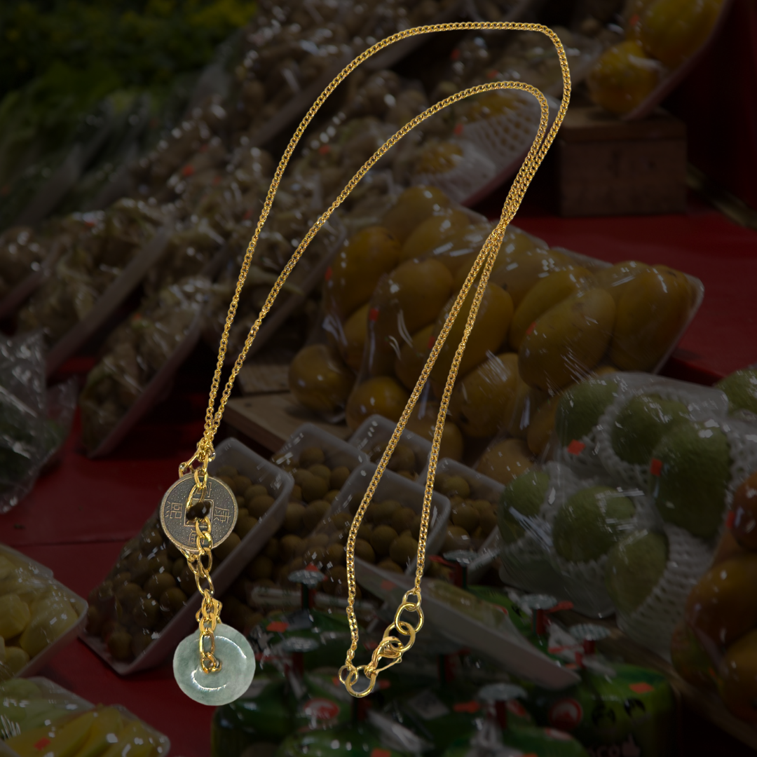 Mini 2 Coin Jade Necklace