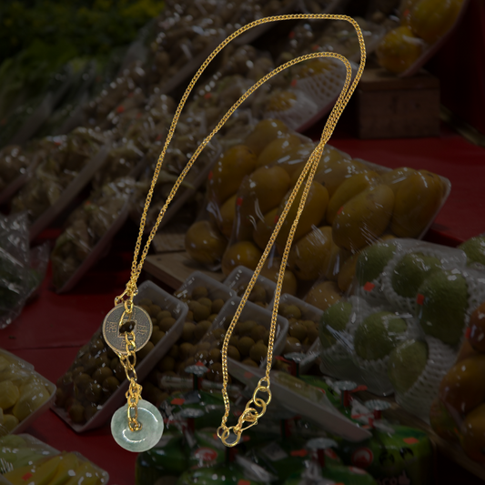 Mini 2 Coin Jade Necklace