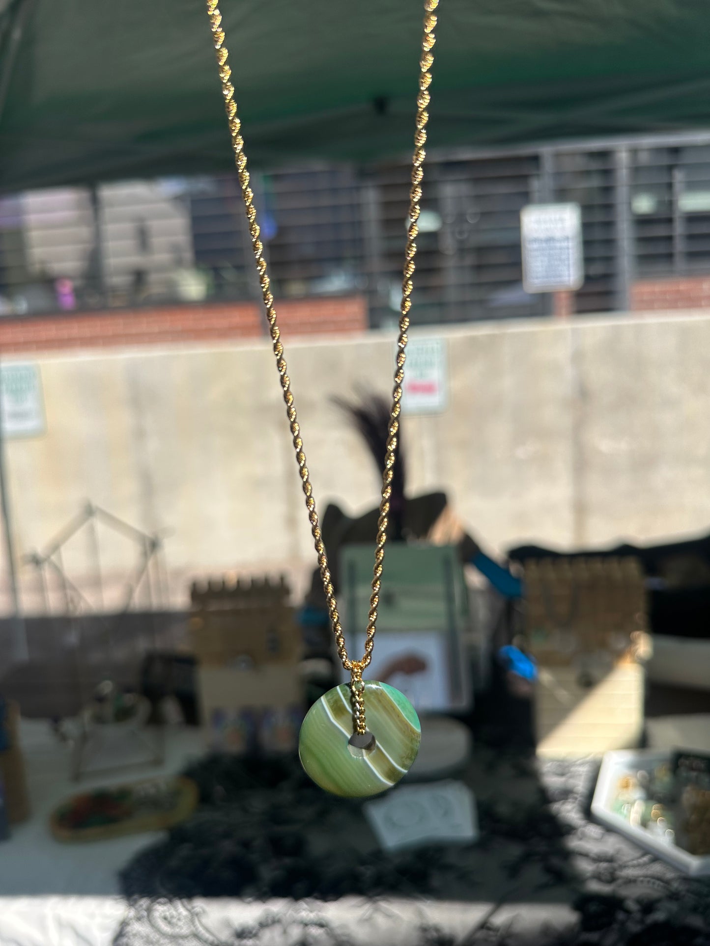 Gold Natural Jade Necklace