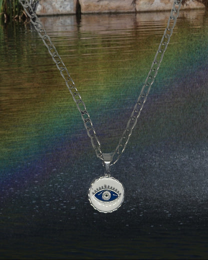 Evil Eye Bottle Cap Necklace