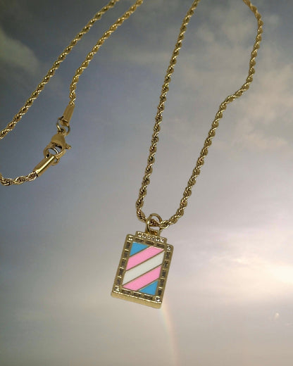 Trans Flag Necklace