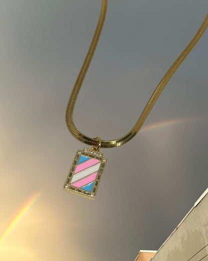 Trans Flag Necklace