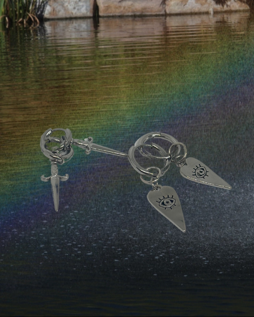 Evil Eye Heart Earrings