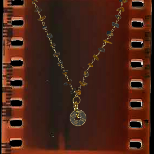 Tigers Eye Lucky Coin Rosary