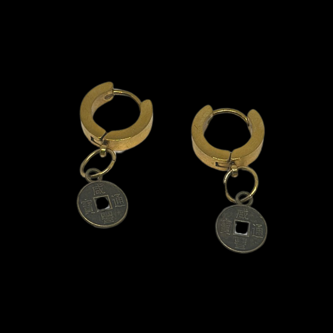 Gold Lucky Coin Earrings