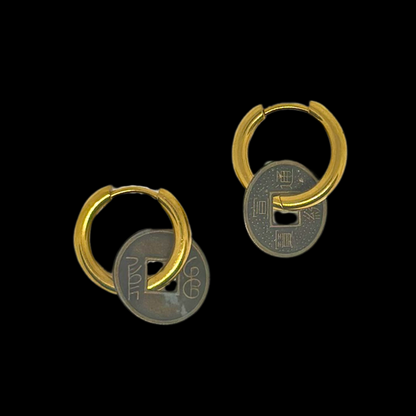Gold Lucky Coin Earrings
