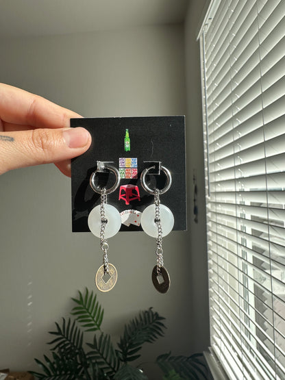 Jade Lucky Coin Earrings
