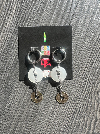 Jade Lucky Coin Earrings