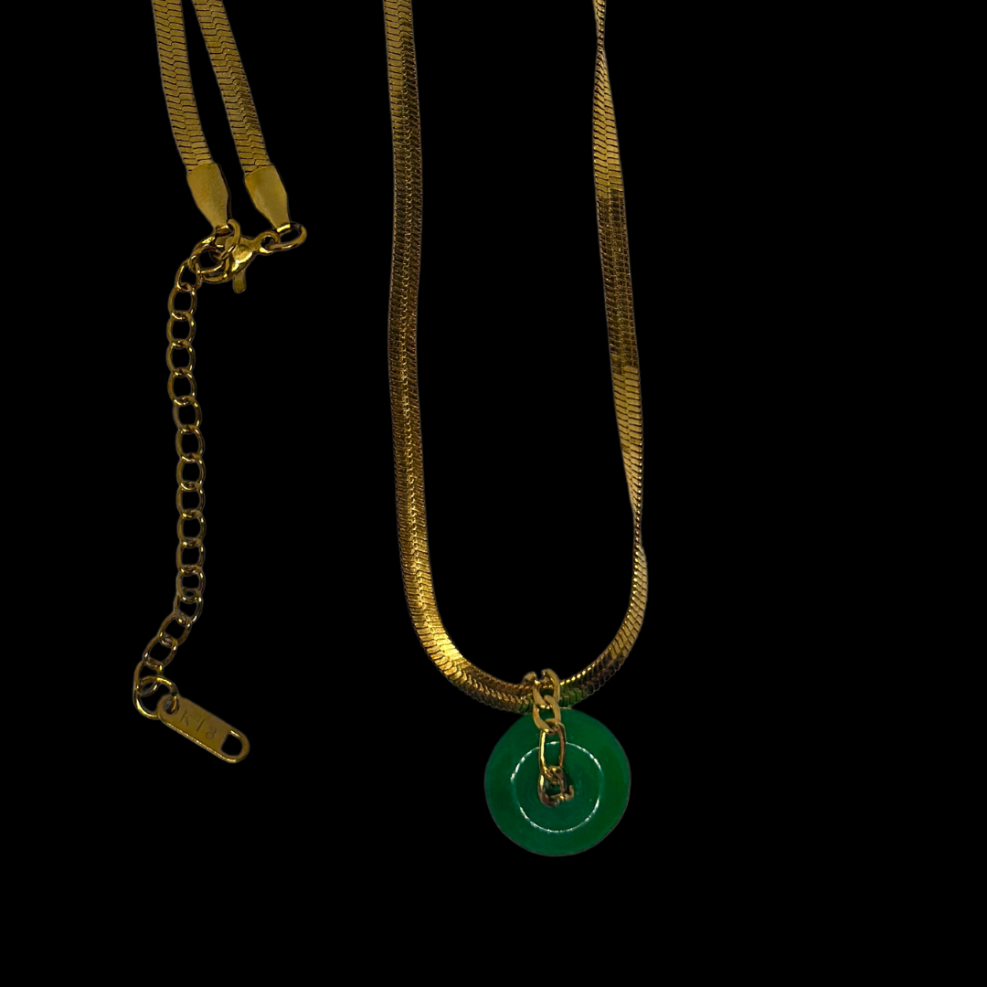 Gold Mini Natural Jade Necklace