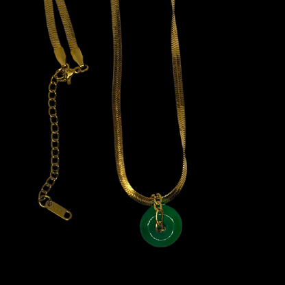 Gold Mini Natural Jade Necklace