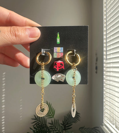 Jade Lucky Coin Earrings