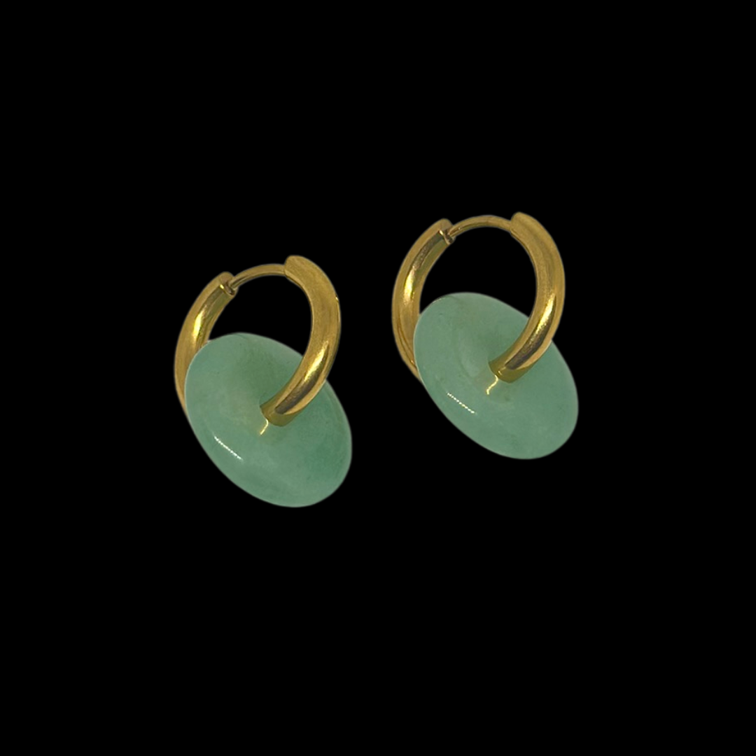 Gold Lucky Jade Earrings