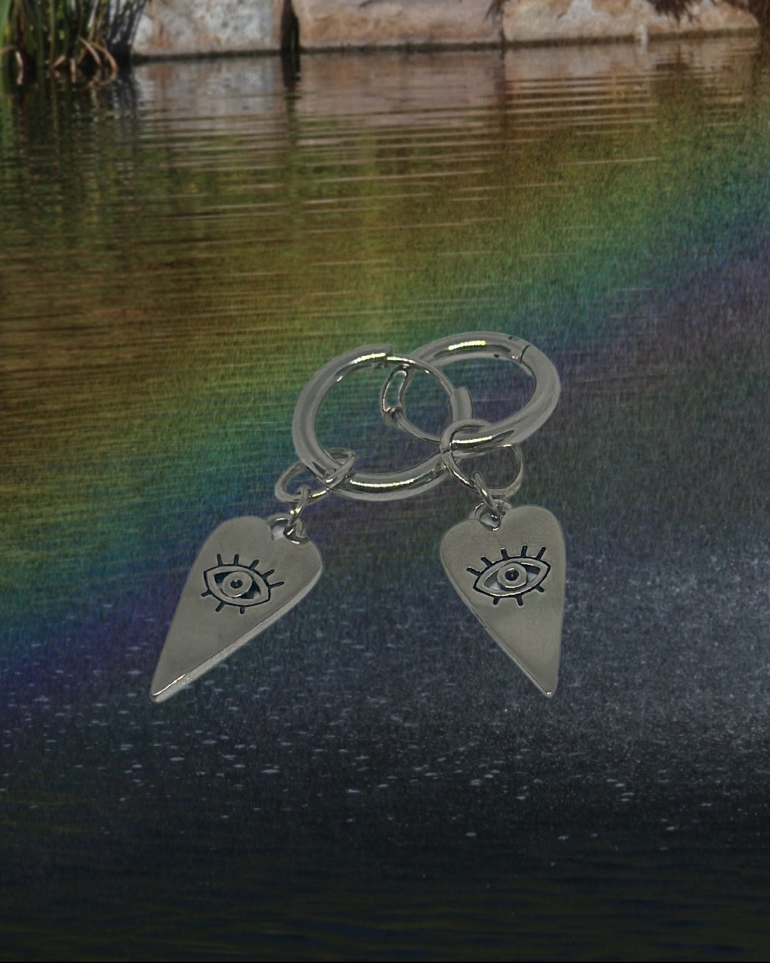 Evil Eye Heart Earrings