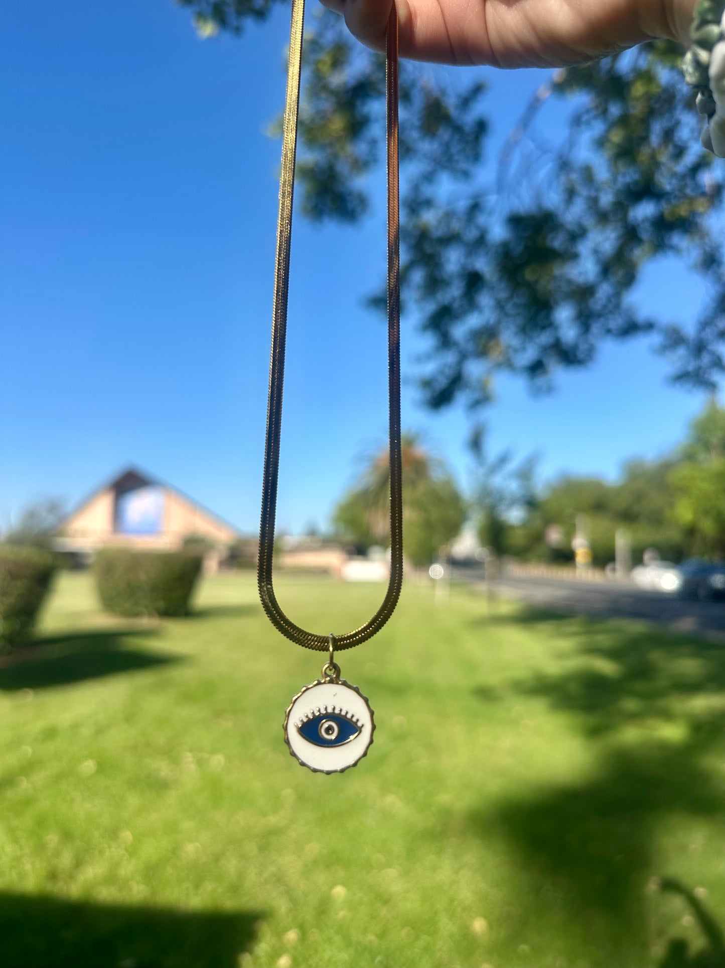 Evil Eye Bottle Cap Necklace