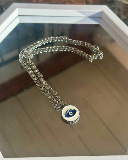 Evil Eye Bottle Cap Necklace