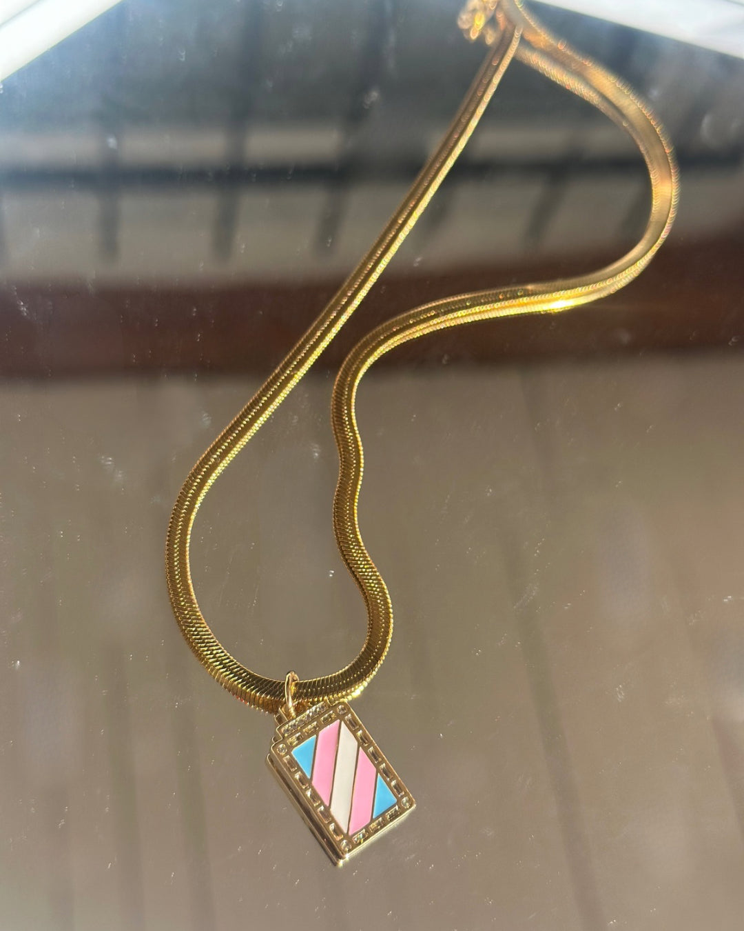 Trans Flag Necklace