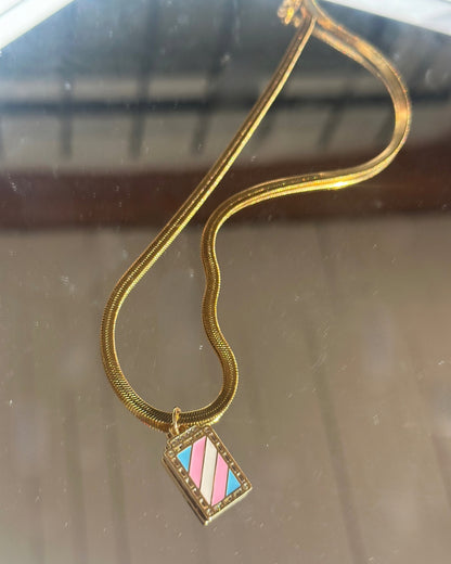Trans Flag Necklace