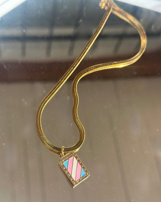 Trans Flag Necklace