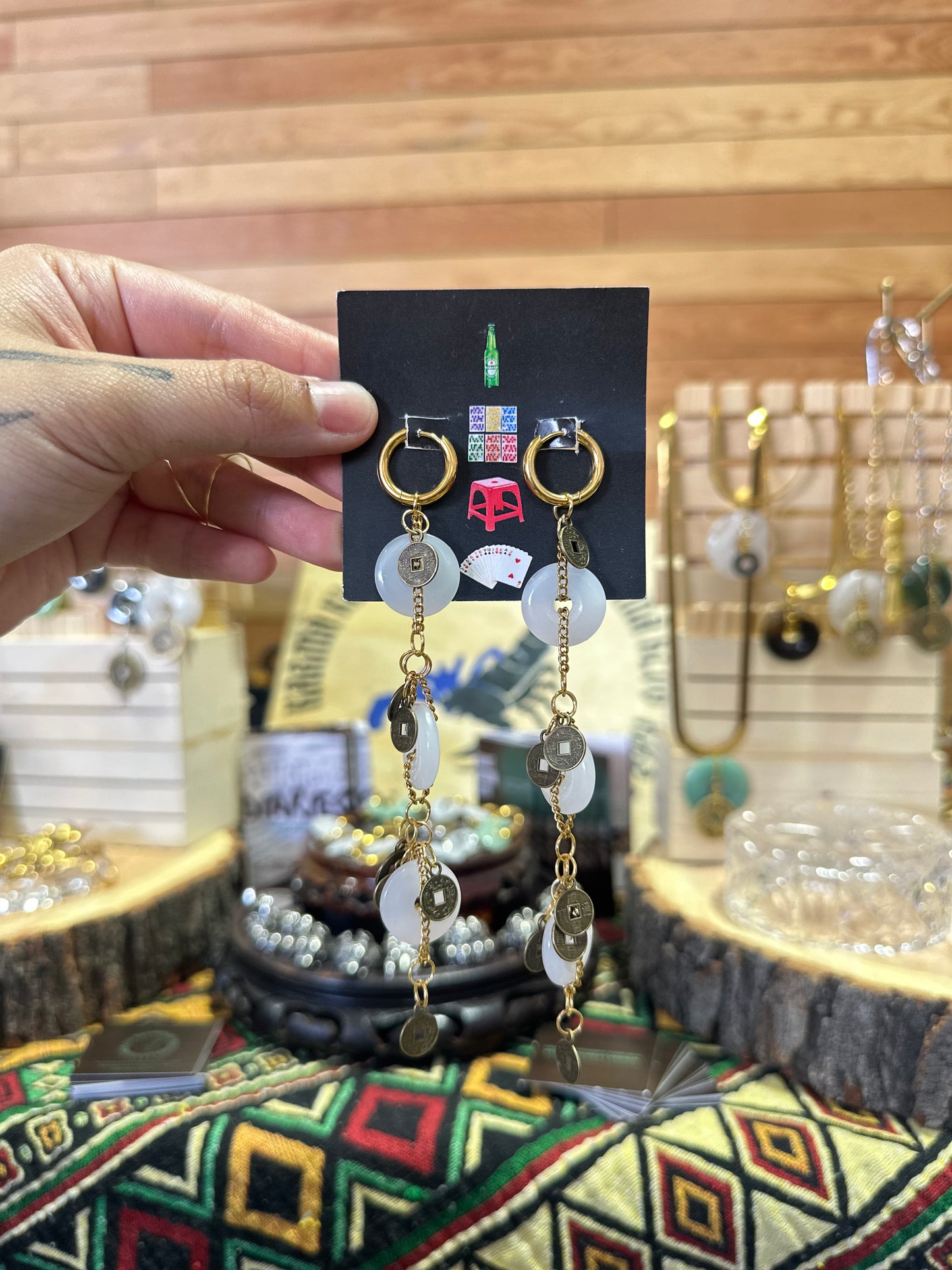 Triple Lucky Jade Earrings