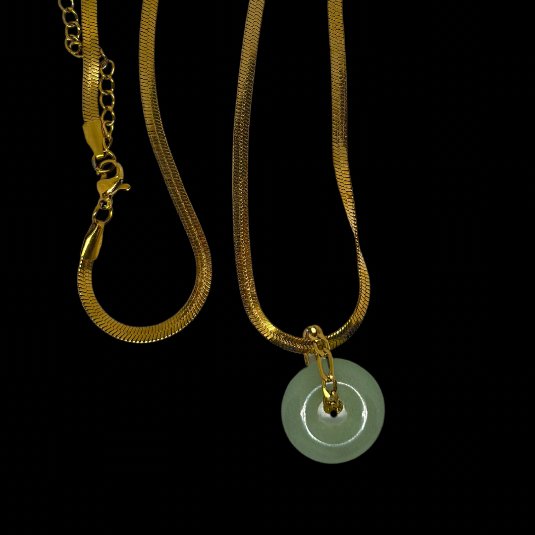 Gold Natural Jade Necklace