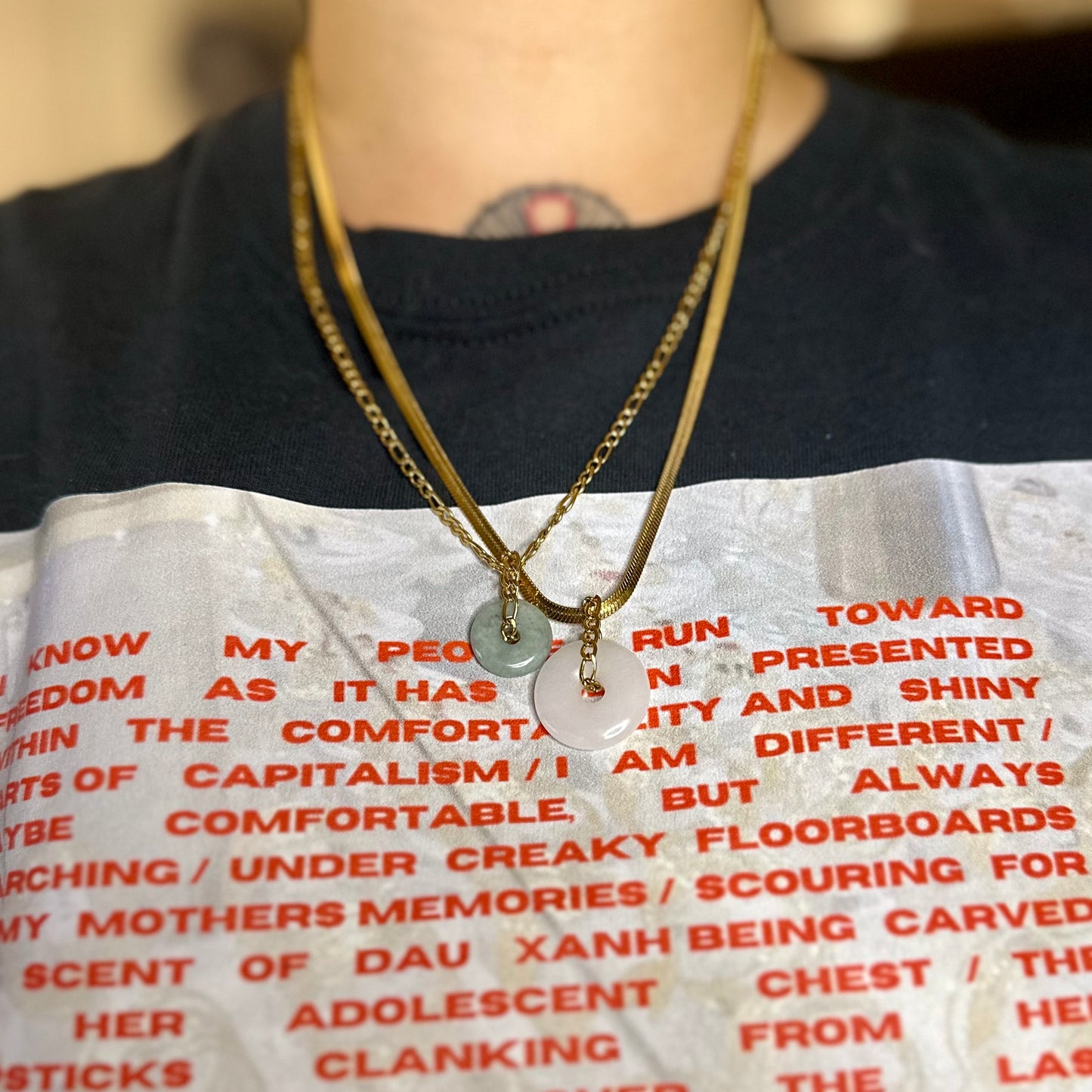 Mini 2 Coin Jade Necklace