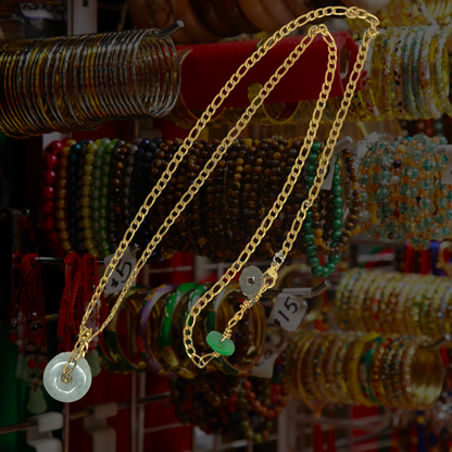 Mini Natural Jade Figaro Necklace