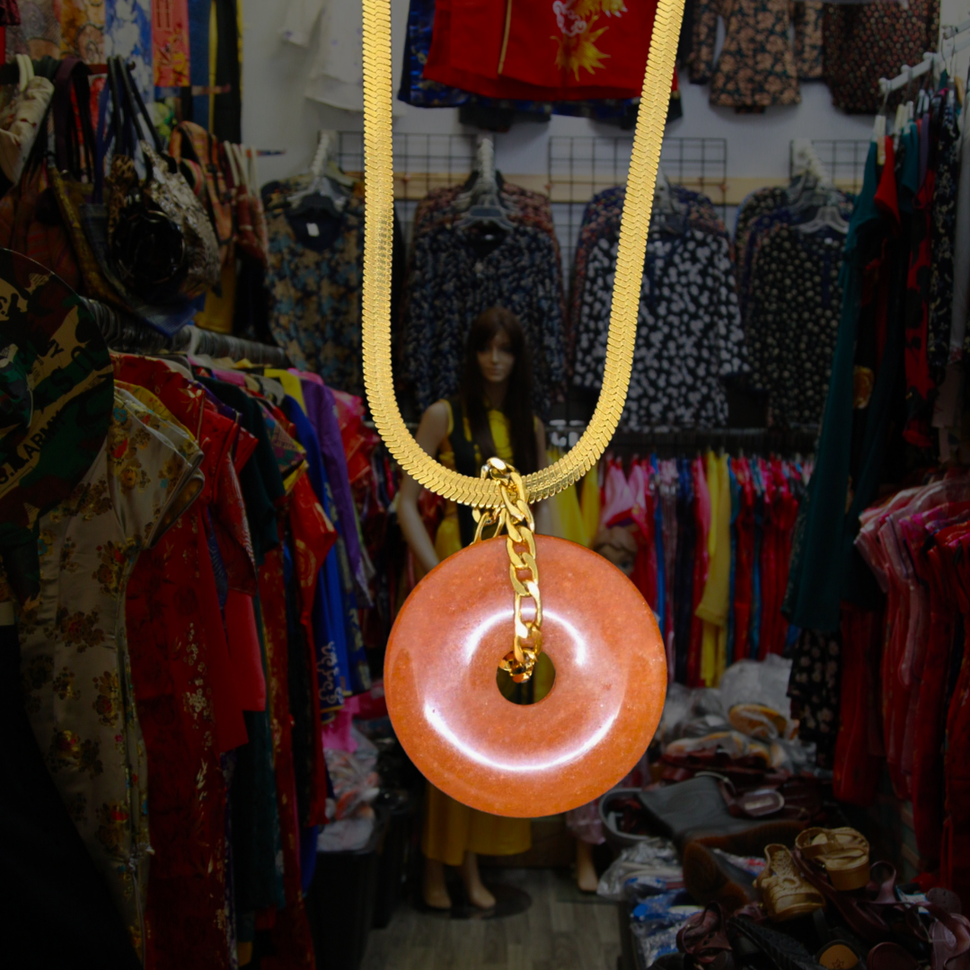 Gold Natural Jade Necklace